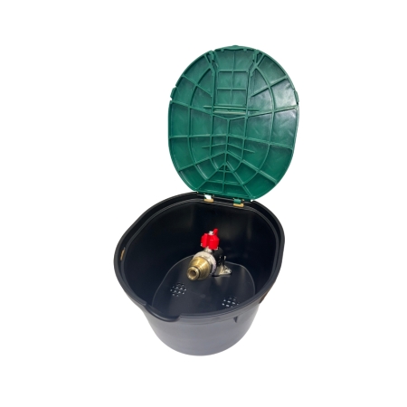 Profi Ventilkasten mit Kugelhahn, Entnahmestelle und Hahnanschluss oder Geka Anschluss, Ovaler Ventilkasten